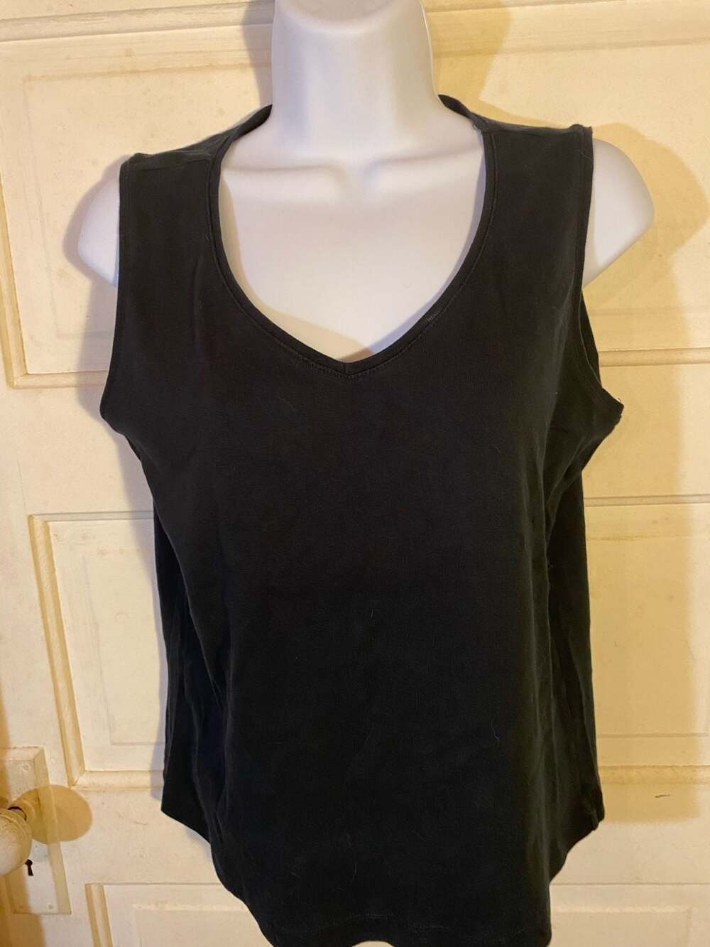 Additions by Chico's Black Cotton V-Neck Sleeveless Tank Top Size 1